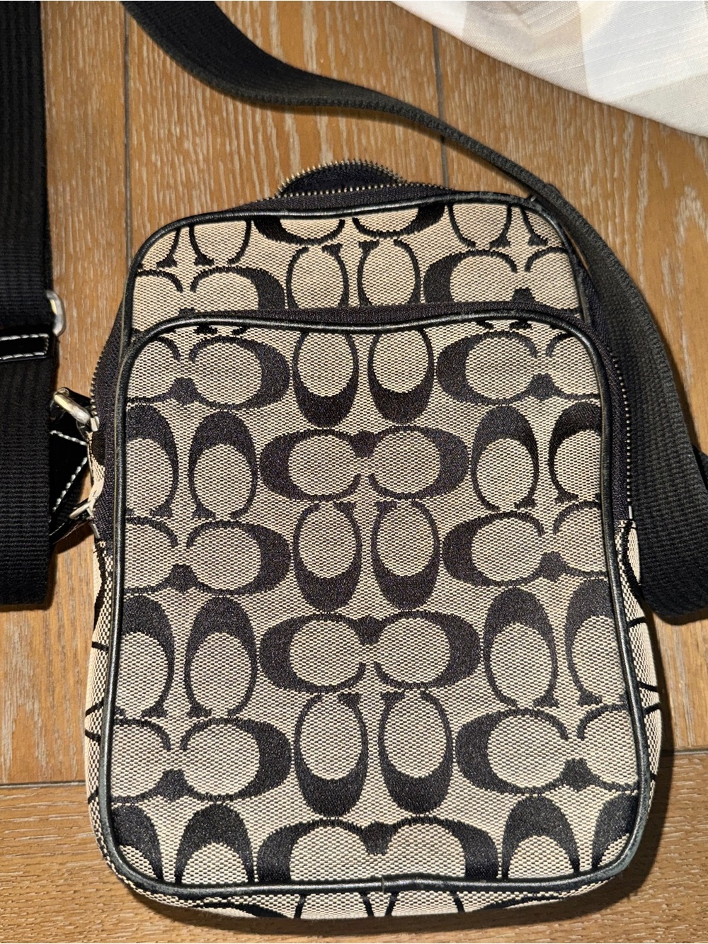 Coach Black and Khaki Signature Messenger Crossbody